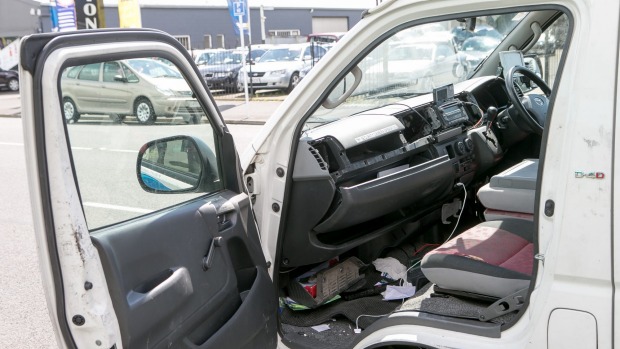 The GPS system and in-car cameras inside the Hamilton Taxi van were left destroyed.