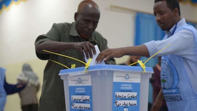 A man casts his ballot on November 16, 2016, in Baidoa, Somalia. PHOTO | SIMON MAINA | AFP
