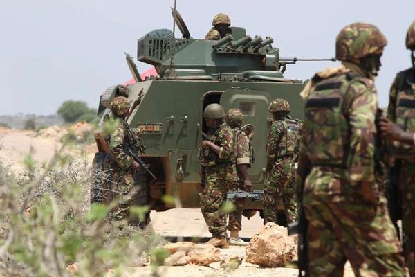 Kenya Defence Forces soldiers under the Africa Union Mission in Somalia in Kismayo on November 20, 2015. PHOTO | JEFF ANGOTE | NATION MEDIA GROUP