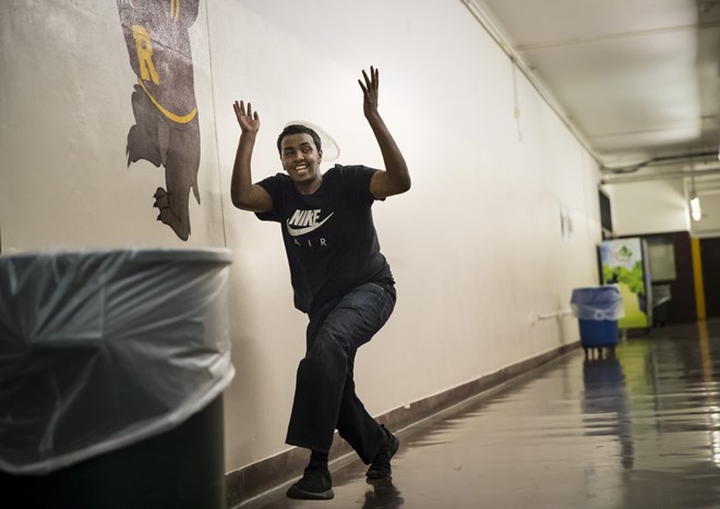 Renee Jones Schneider

Mohamed Hassan played frisbee in the hallway with a friend at Roosevelt High School in Minneapolis, Minn. He was at the after school program while he waited for his mom to pick him and his brothers after school. Photographed December 2, 2016, in Minneapolis, Minn.