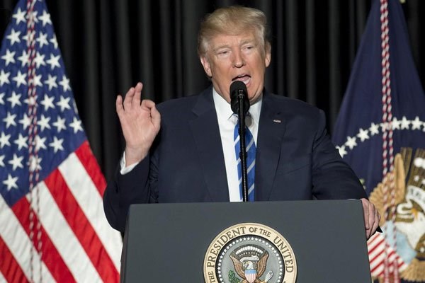 US President Donald Trump speaks at the Major Cities Chiefs Association and Major County Sheriff's Association Winter Meeting in Washington, DC, February 8, 2017. PHOTO | SAUL LOEB | AFP
