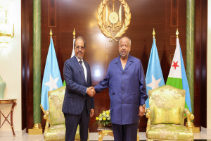 Madaxweyne Xasan Sheekh oo maanta kulan la yeeshay dhigiisa dalka Jabuuti Ismaaciil Cumar Geelle